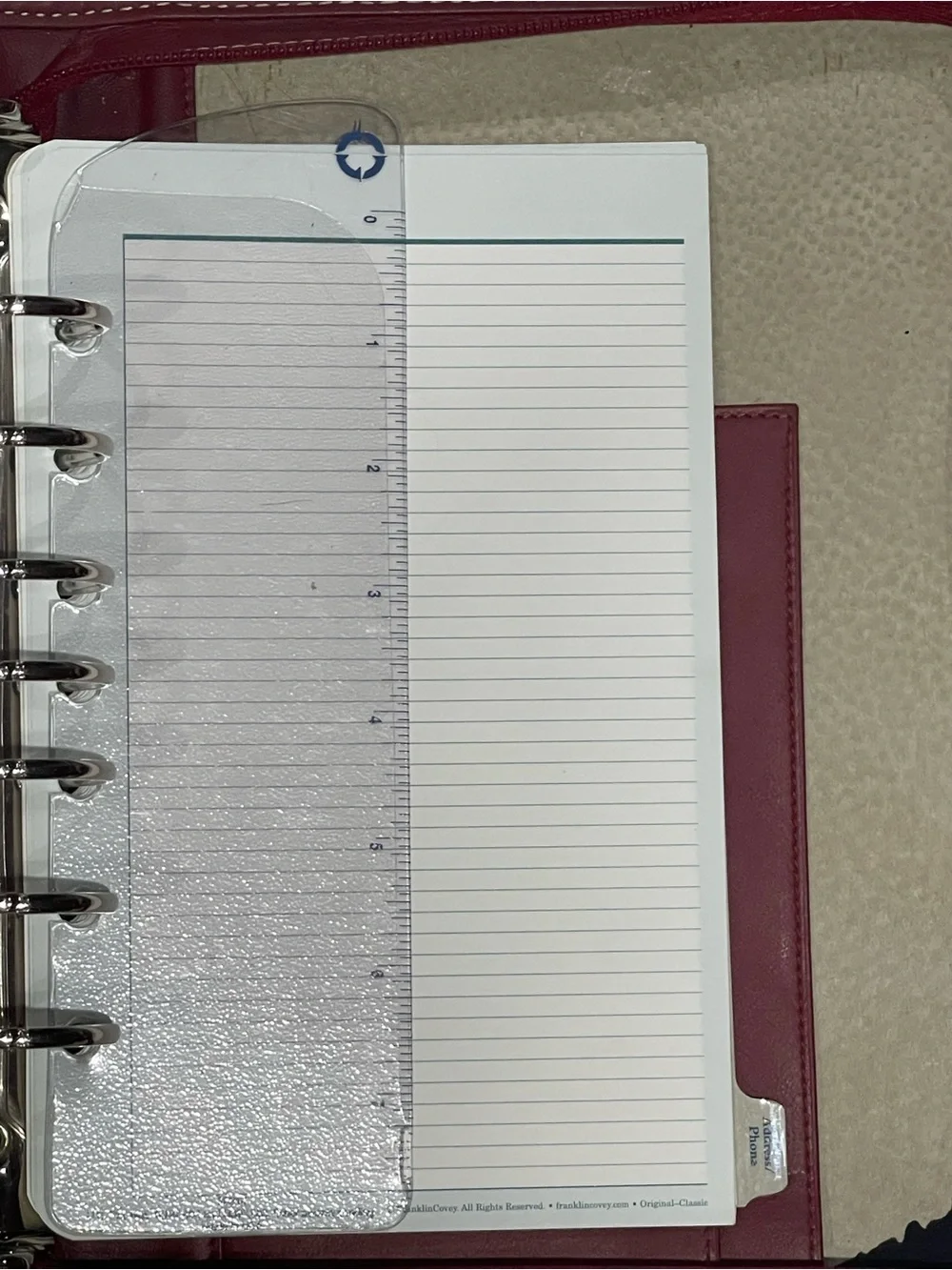 Franklin Covey Red Leather 7 1/2” Ring Planner Binder